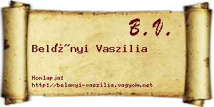 Belányi Vaszilia névjegykártya